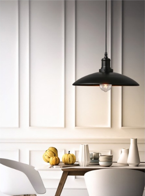 โคมไฟห้อยเพดาน American Industrial Wide สีดำ 32x18cm [W33201]