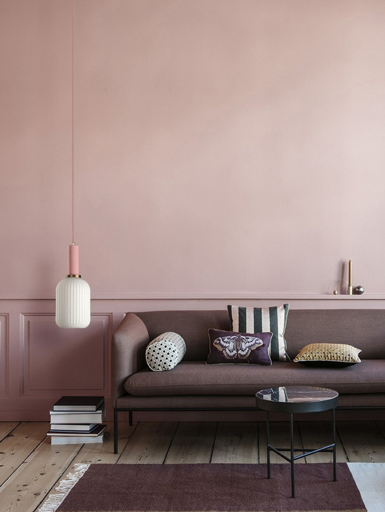 โคมไฟแขวนเพดานโป๊ะแก้วสีขาวโปร่งแสงลายจีบ สไตล์ Northern Europe [CASA105]