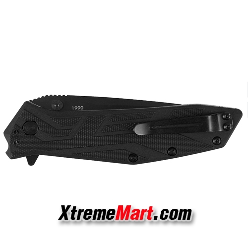 มีดพับ Kershaw 1990 Stainless Steel Survival Folding Knife (ใบดำ ด้ามดำ)