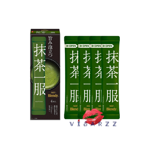 AGF Blendy Matcha มัทฉะแบบซองพร้อมชง 1กล่อง 4 ซอง ไม่มีน้ำตาลและนม พกพาสะดวกสามารถพกพาไปดื่มได้ทุกที่
