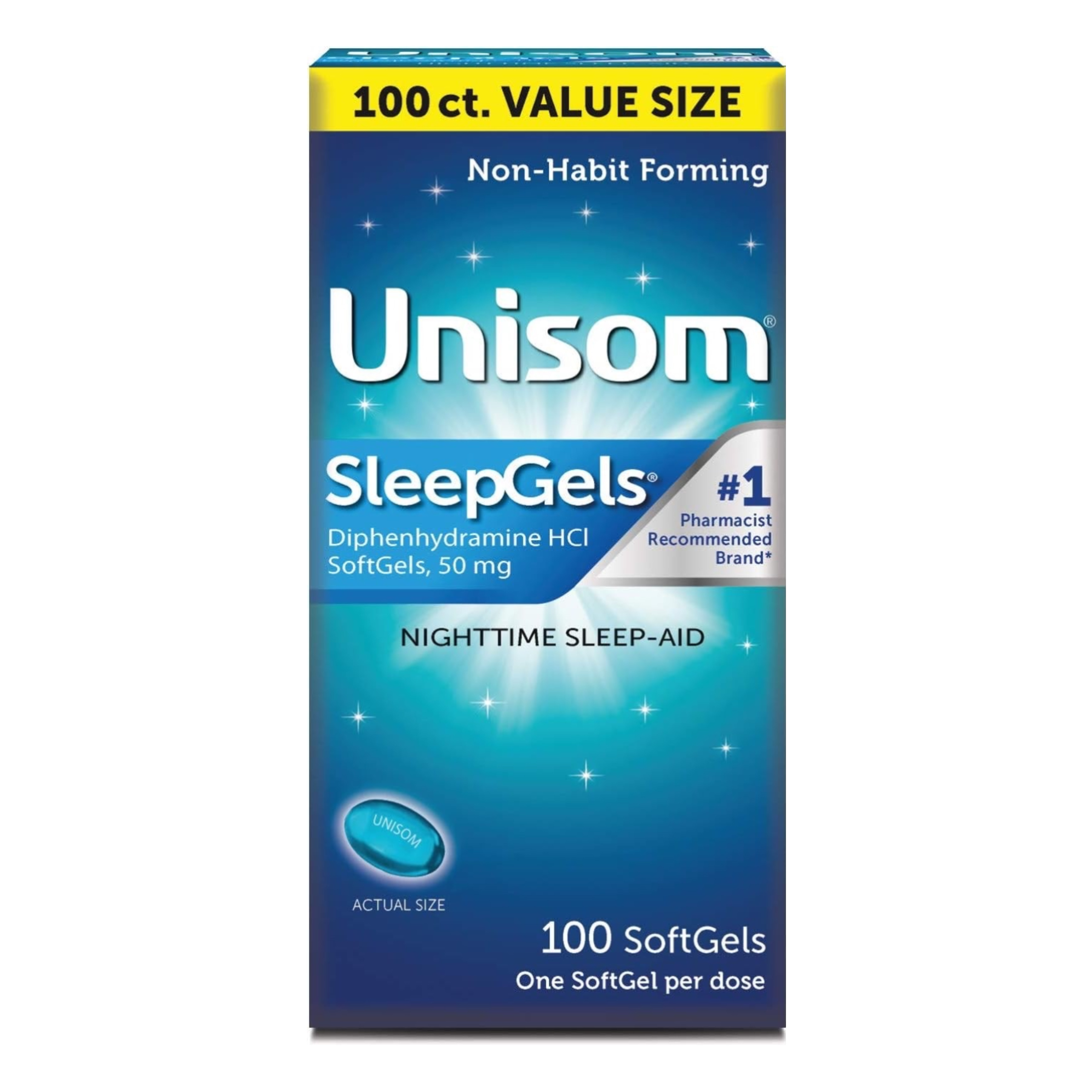 วิตามินเสริมการนอนหลับสำหรับเด็กโตและผู้ใหญ่ Unisom SleepGels (100 SoftGels)