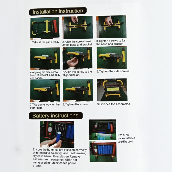 ไฟฉายสปอร์ตไลท์ 30W COB LED Floodlight Outdoor 2700 LM รุ่น WJ001-2 โคมและแกนหมุนได้ พร้อม Power Bank ในตัว