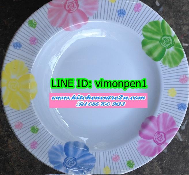 P07285 จานเมลามีน 9 นิ้ว หนา ราคาส่งต่อ 1 โหล: 12 ใบ