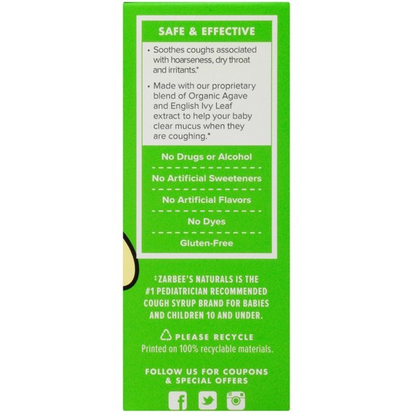 สมุนไพรบรรเทาอาการไอและลดน้ำมูกสำหรับทารกและเด็กเล็ก ZARBEE'S Naturals Baby's Cough Syrup + Mucus
