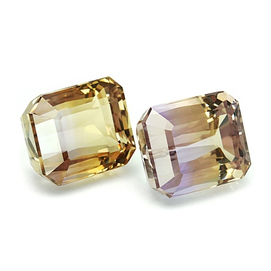 Bi-Colour Ametrine พลอยอเมทินต์ พลอยธรรมชาติ 100% มี 2 สีใน 1 เม็ด สีม่วงและสีเหลือง สีหวานสวย รูปสี่เหลี่ยมตัดมุม ของจริงสวยกว่าใสรูป