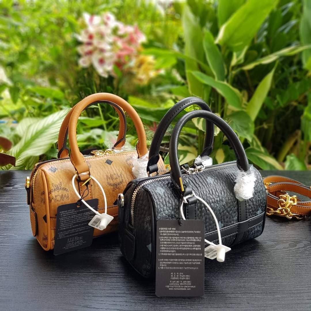 MCM MINI AREN BOSTON BAG IN VISETOS (MC886) (แอดไลน์ก่อนสั่งซื้อ)