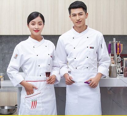 C6203010 เสื้อเชฟ เสื้อพ่อครัว เสื้อแม่ครัว เสื้อพนักงานทำอาหาร เสื้อกุ๊ก แขนยาว C6203010 ขาว ดำ แดง เขียว M-4XL