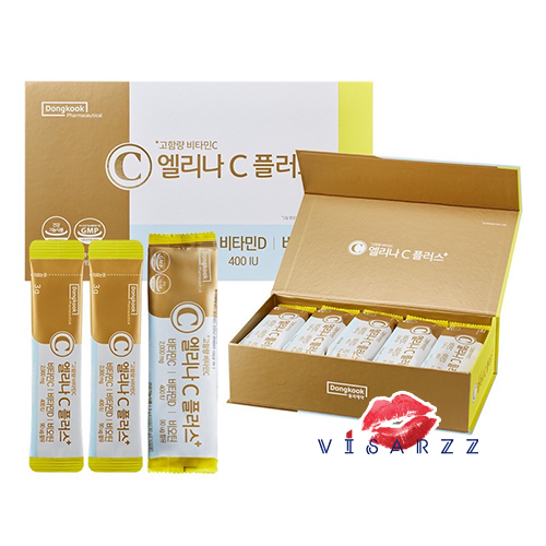 (ยกกล่อง 3gx100pcs) DongKook Pharmaceutical Elina C วิตามินซีโรเซ่ มาครบๆ ทั้งวิตซี วิตามินดี และไบโอติน บำรุงครอบคลุมทั้งผิว ผม เล็บ และสุขภาพ ทานง่าย รสเปรี้ยวๆหวานๆ