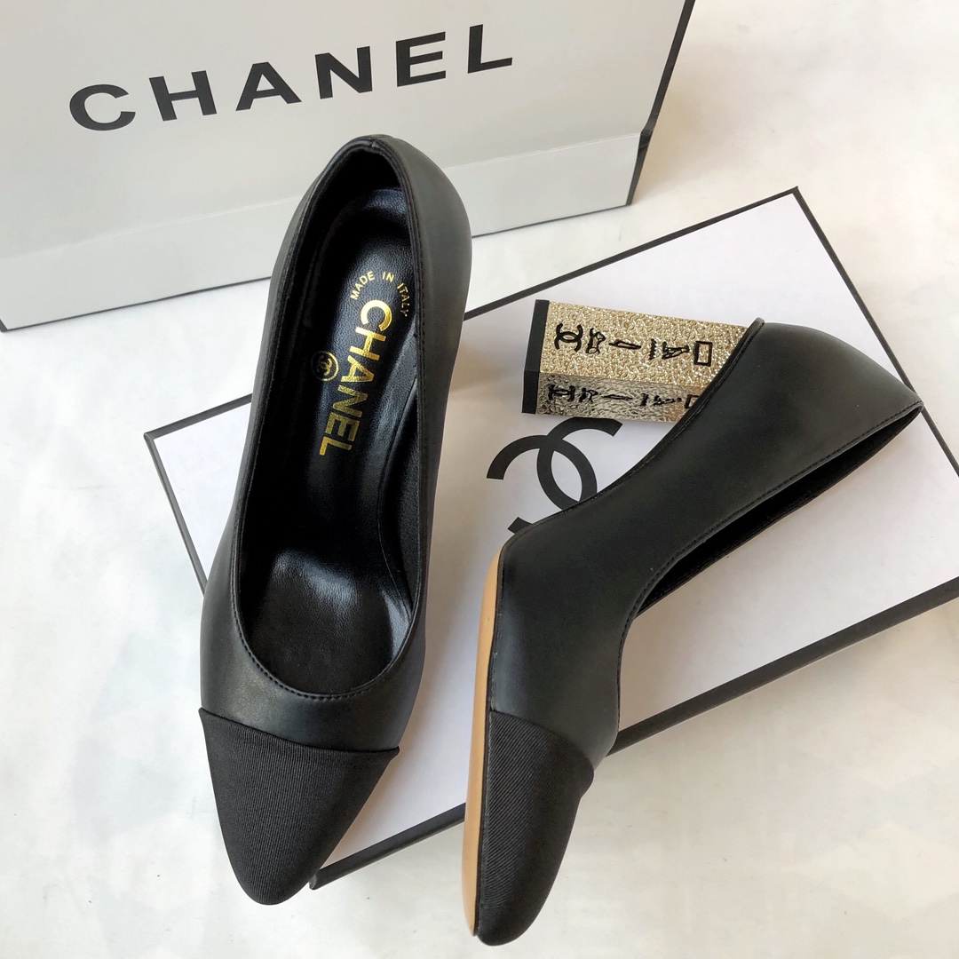 รองเท้า cn ส้นสูง 8 cm size 34-41 สีดำ ครีม