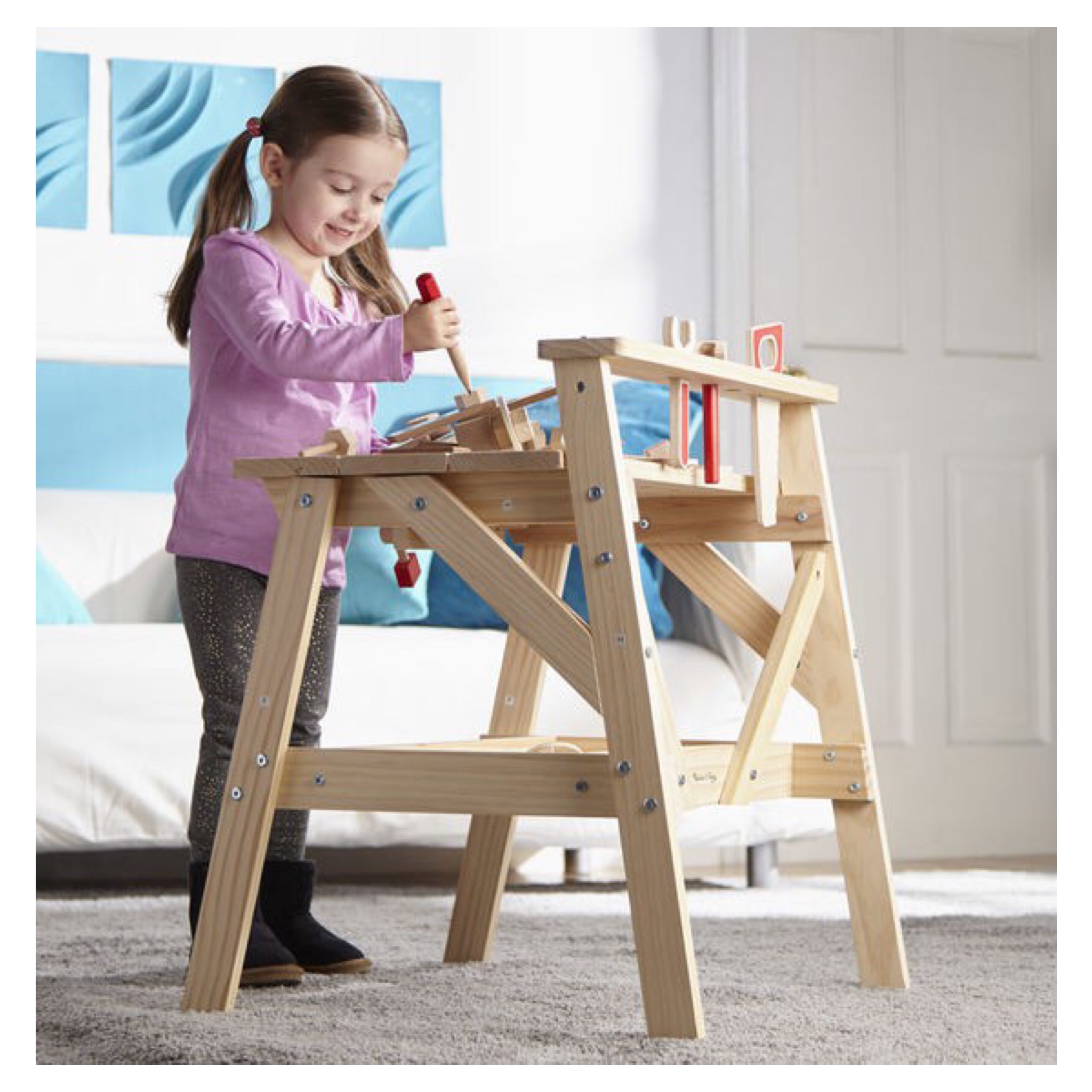 โต๊ะกิจกรรมงานช่างเอนกประสงค์ Melissa & Doug Wooden Project Solid Wood Workbench