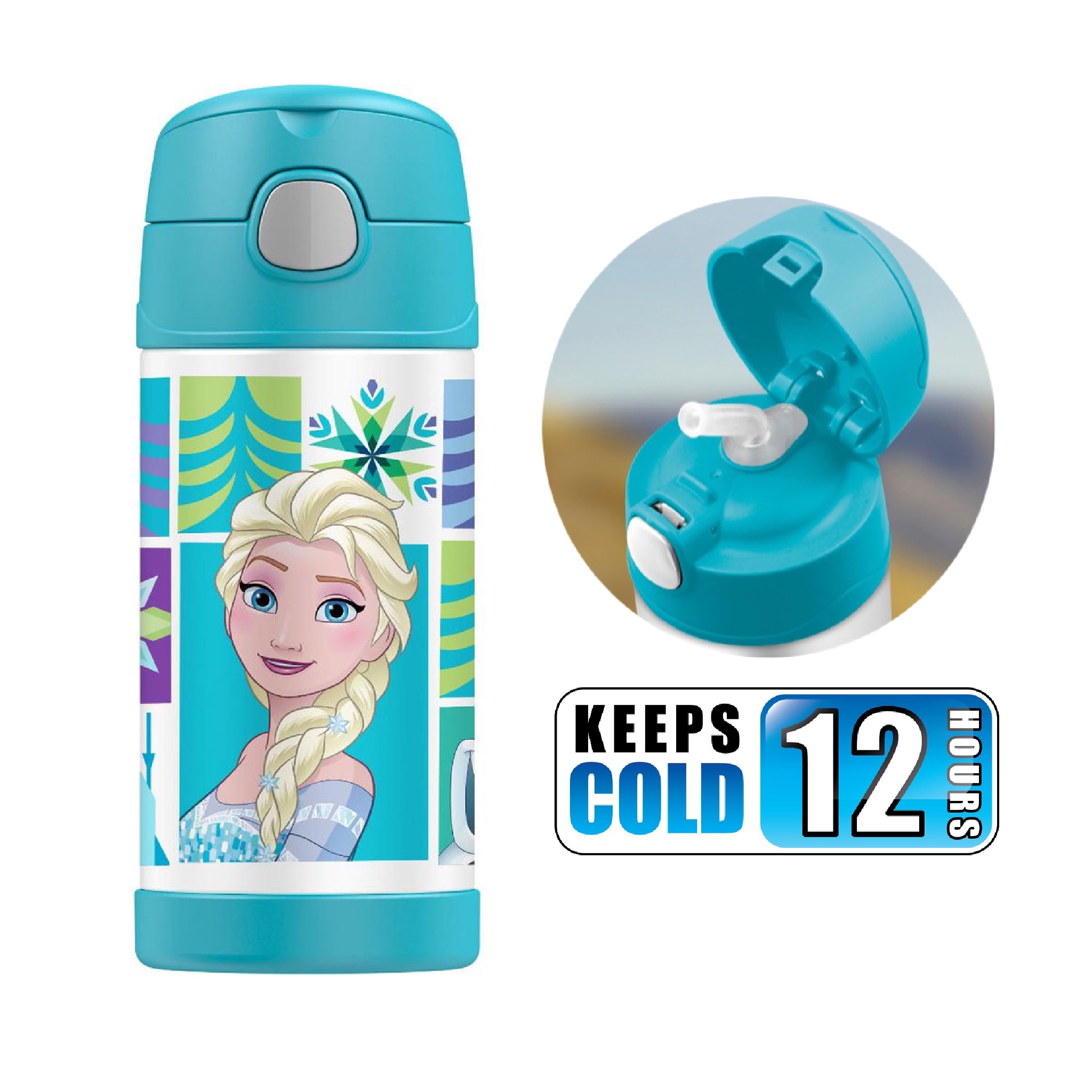 กระติกน้ำสเตนเลสรักษาอุณหภูมิ Thermos FUNtainer Vacuum Insulated Stainless Steel Bottle 12OZ (Frozen Aqua#2)