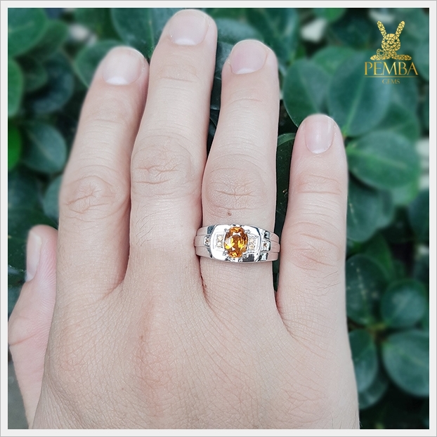 แหวนบุษราคัมแท้ สีน้ำทอง สวยใสไฟดี คัดสรรคุณภาพ แหวนพลอยแท้