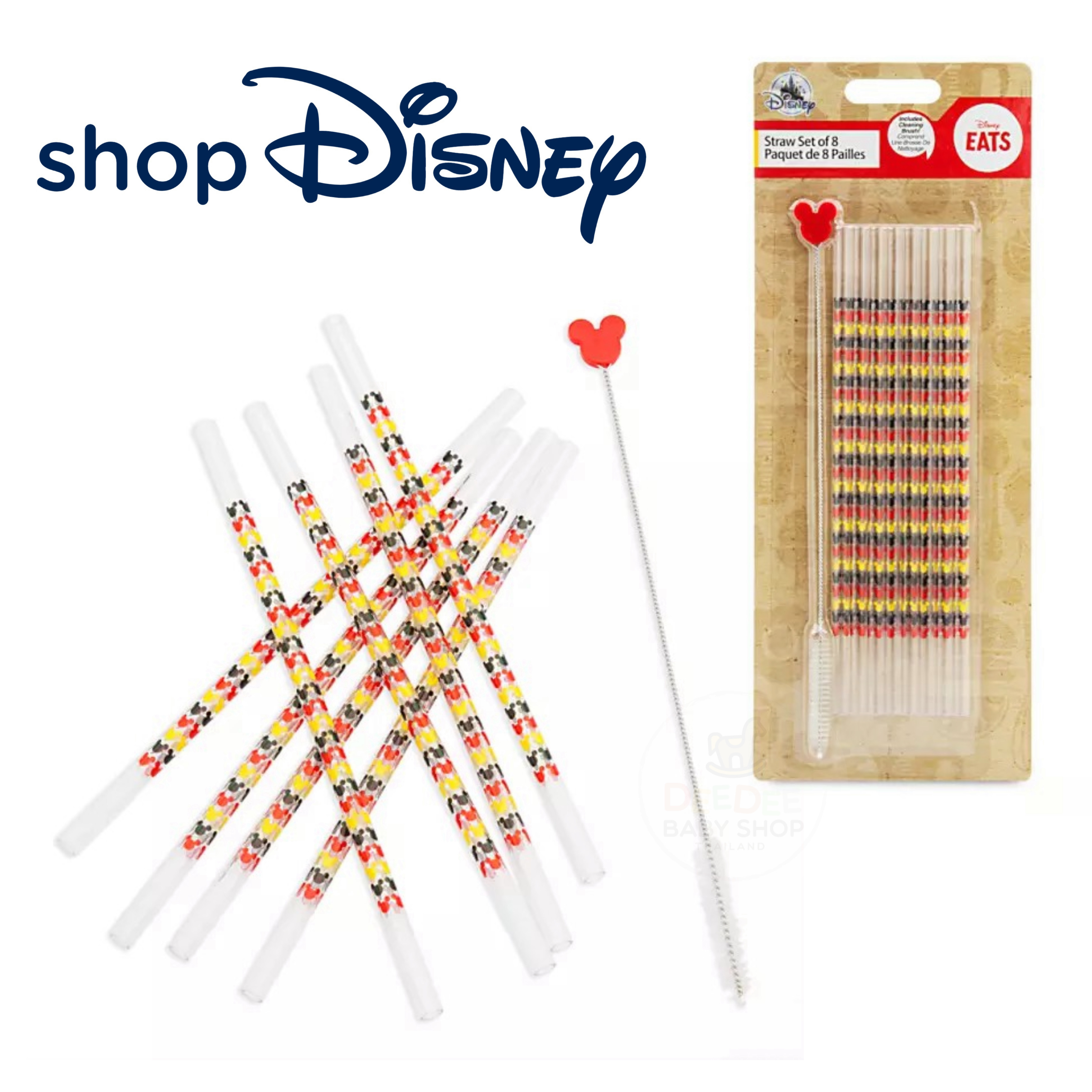 หลอดดื่มน้ำรักษ์โลก Disney Eats Mickey Mouse Reusable Straw Set