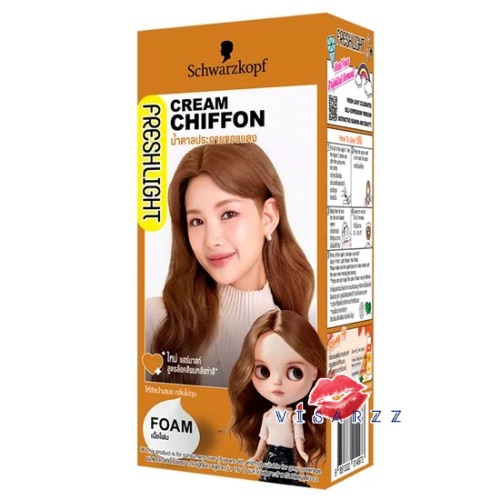 ( Cream Chiffon ) Schwarzkopf Freshlight Form Color สีน้ำตาลประกายทองเเดง สวารอฟสกี้ ยาย้อมสีผม ยาเปลี่ยนสีผม สีน้ำตาลประกายทองเเดง