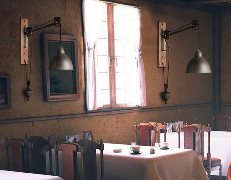 โคมไฟติดผนังสไตล์ Industrial ฐานไม้ รุ่น [17080]