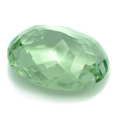 Green Amethyst พลอยกรีนอเมทิสต์ รูปไข่ เจียระไนหน้าตาข่าย หนัก 9.54 กะรัต สีเขียวโทนอ่อน หวานสวย ความสะอาดมองตาเปล่าไม่มีตำหนิ