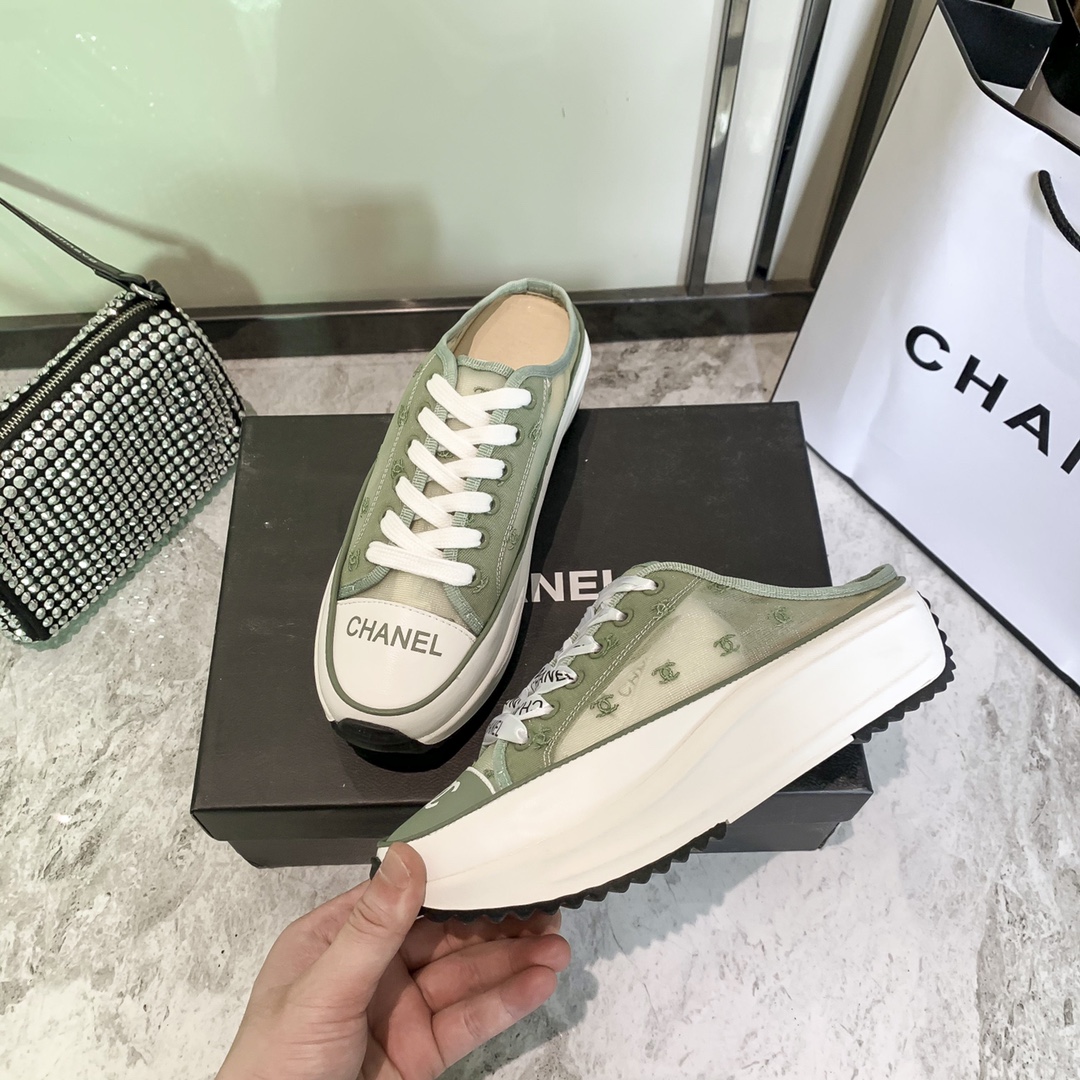 รองเท้าผ้าใบ cn sneakers เปิดส้น ไซส์ 34-40 สีดำ ขาว เขียว