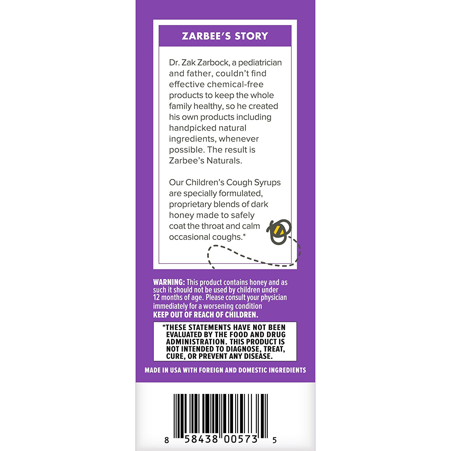 วิตามินเสริมภูมิคุ้มกันและบรรเทาอาการไอสำหรับเด็ก Zarbee's Naturals Children's COMPLETE Cough Syrup + Immune