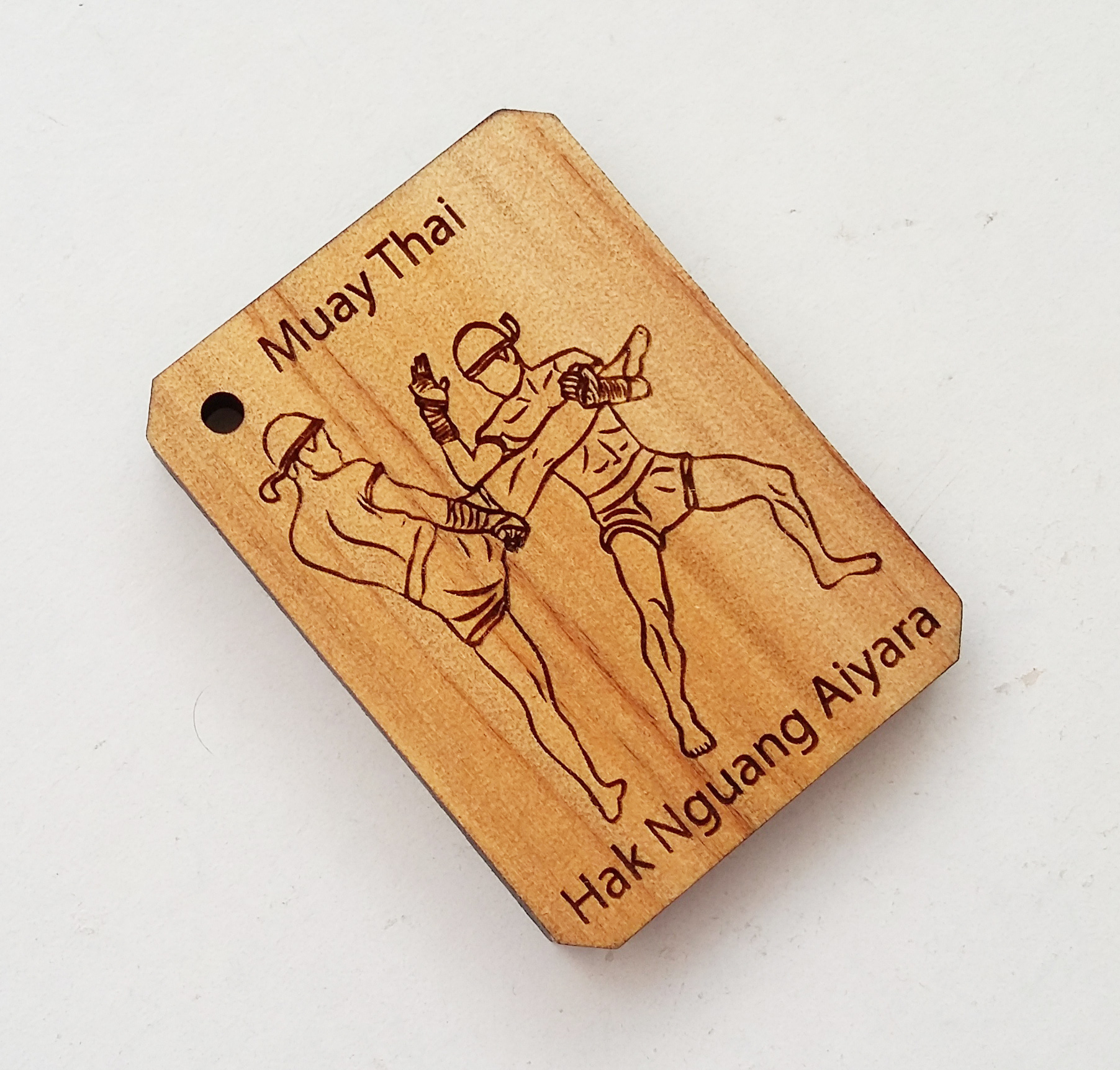 พวงกุญแจไม้แกะสลัก แม่ไม้มวยไทย-หักงวงไอยรา