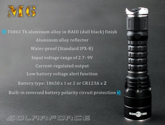 ไฟฉาย Solarforce M6 CREE XM-L (T6) high power output LED Flashlight
