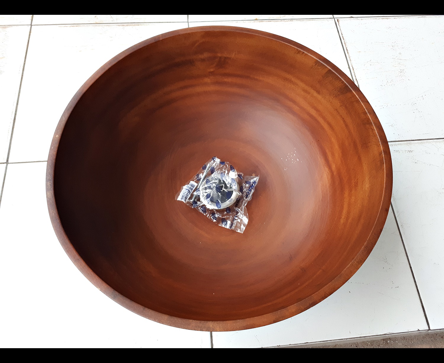 อ่างไม้ ล้างหน้า ล้างมือ ล้างเท้า สีน้ำตาล ทรงกลม (สปาร์ Spa Vintage วินเทจ ตกแต่ง แต่งบ้าน แต่งรีสอร์ท)