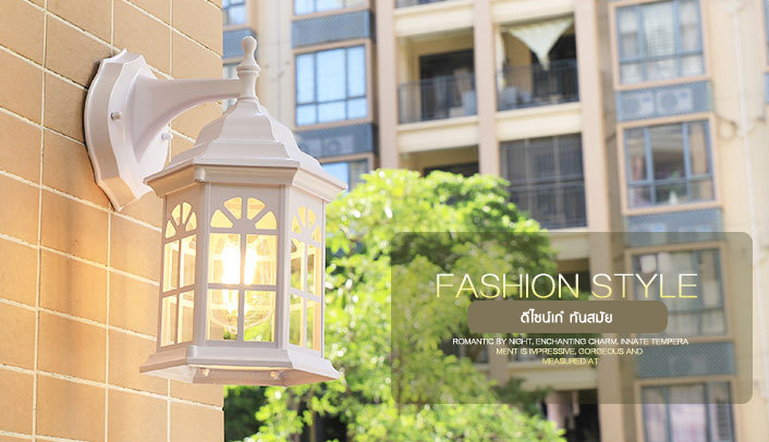 โคมไฟติดผนัง ภายนอก สีขาว วินเทจ สไตล์ยุโรป 30x20 cm [WK6020]