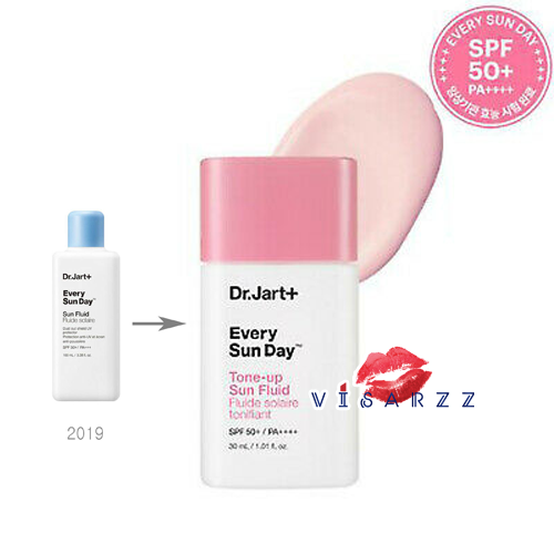 (รุ่นใหม่ล่าสุด) Dr.Jart+ Every Sun Day Tone-up Sun Fluid SPF 50+ PA++++ 30mL พัฒนาจากสูตรเดิม(ขวดฝาสีฟ้า) กันแดดสูตรน้ำนม ช่วยปรับโทนสีผิวให้ขาวอย่างเป็นธรรมชาติและปรับปรุงโทนสีผิวที่หมองคล้ำเพื่อให้มีสุขภาพผิวที่ดี