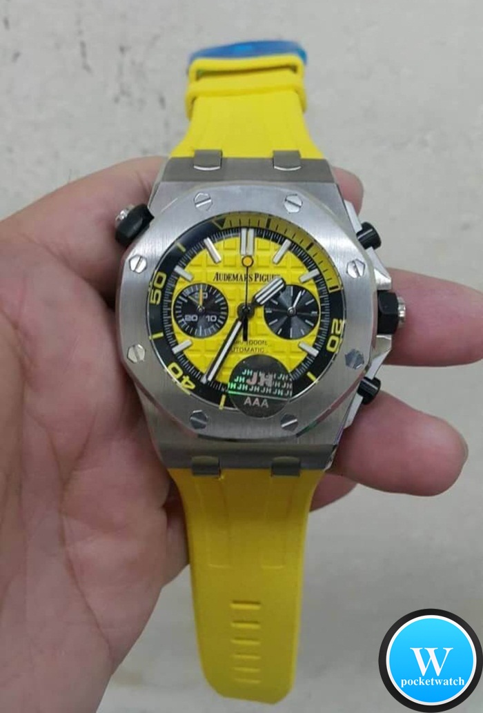 นาฬิกา Audemars Piguet Royal Oak Offshore Diver Chronograpp สีเงิน สายยางสีเหลือง
