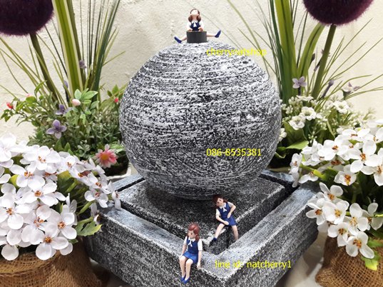 น้ำผุดลูกโลกขนาด20x20x27CMลายหินขาว-ดำ