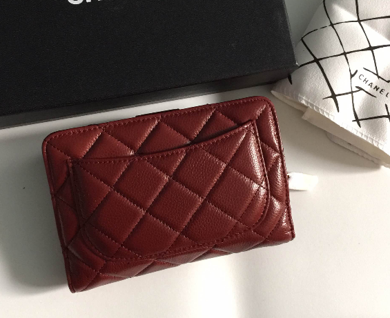 กระเป๋าสตางค์ cn caviar wallet red burgandy สีแดงเบอร์กันดี้ ใบสั้น งานดีสุด หนังอิมพอร์ทยุโรป