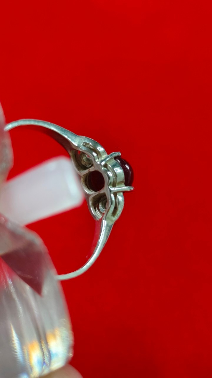 #แหวนทับทิมสตาร์กินบ่เสี้ยง ฝังเพชรรัสเซีย 2 เม็ดรหัสR-0039