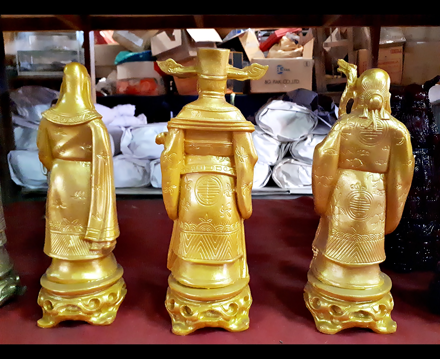 รูปหล่อ รูปปั้น ฮก ลก ซิ่ว (สีขาว สีทอง สีน้ำตาล ลงสี) (สูง27ซม. กว้าง10ซม.) เนื้อเรซิ่น