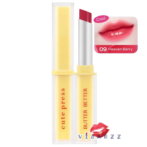 (09 Heaven Berry) Cute Press Butter Better Plumping Lip Tint Gel SPF 40 PA+++ คิว เพลส บัตเตอร์ เบทเทอร์ พลัมปิ้ง ลิป ทินท์ สีชัดสดใสติดทนกว่าที่เคยเพียงปาดเดียว