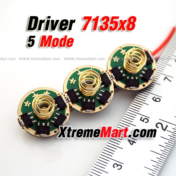 วงจร Circuit Driver AMC7135 x8 flashlight 17mm Board 3A for Cree T6 U3 U2 V3 V5 V6 LED