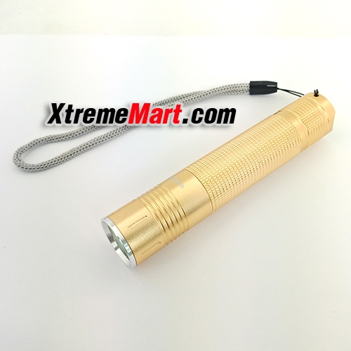 ไฟฉาย UV LED Flashlight แบบพกพา สำหรับส่องธนบัตร แสงสีม่วง (ด้ามสีทอง)