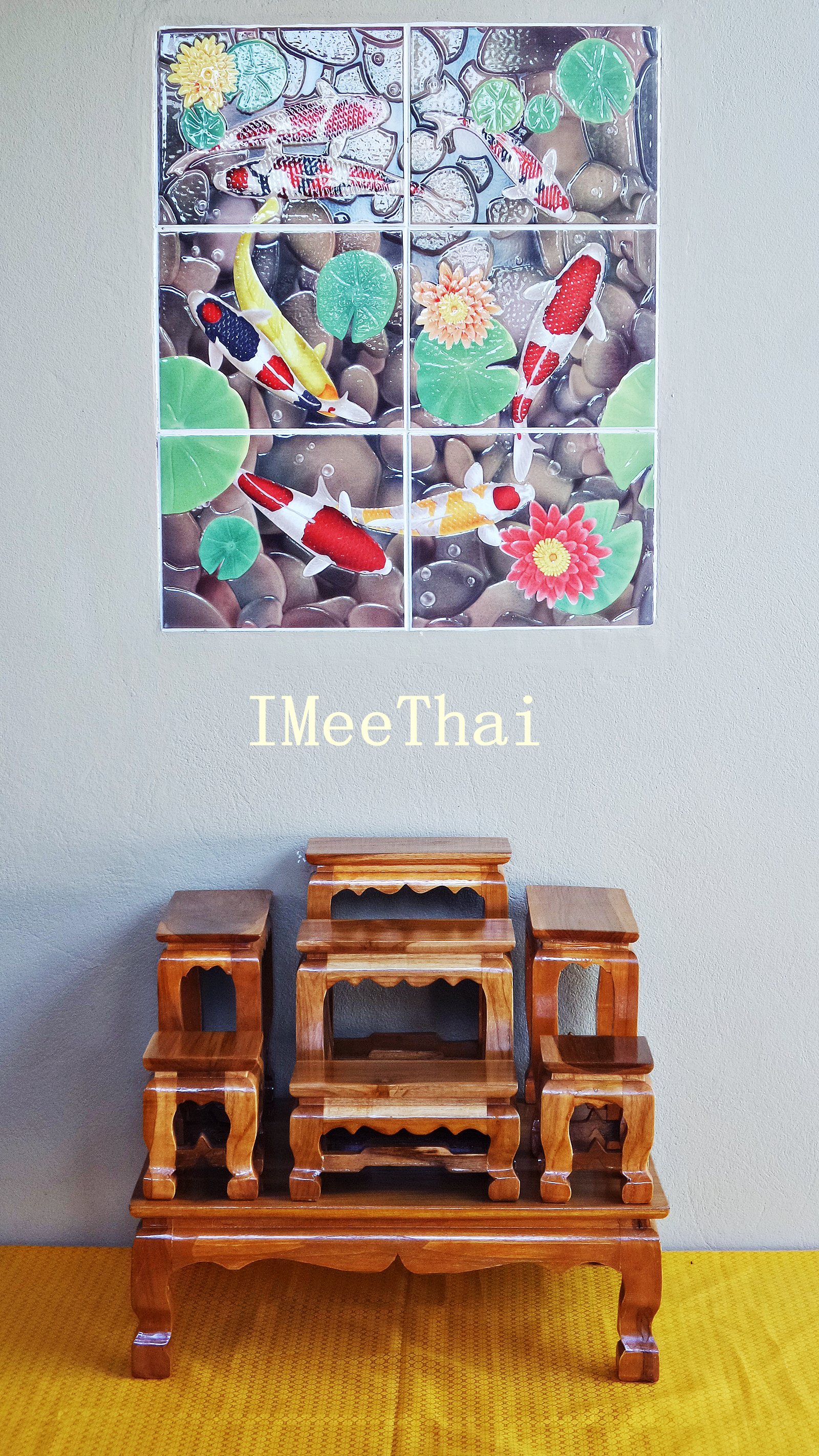 โต๊ะหมู่บูชา หมู่ 7 หน้า 4 (หน้า4x8) ไม้สักทอง