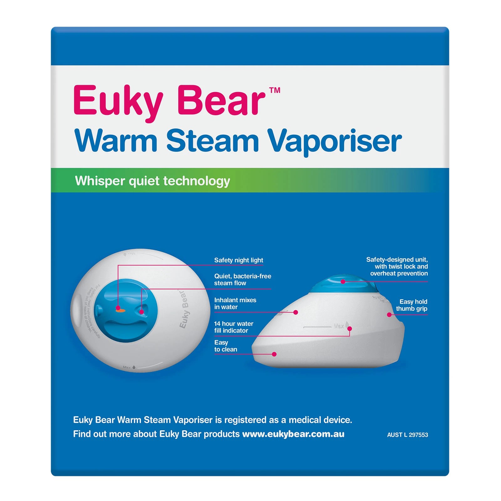 เครื่องสร้างความชื้นและพ่นไอระเหย Euky Bear Warm Steam Vaporiser