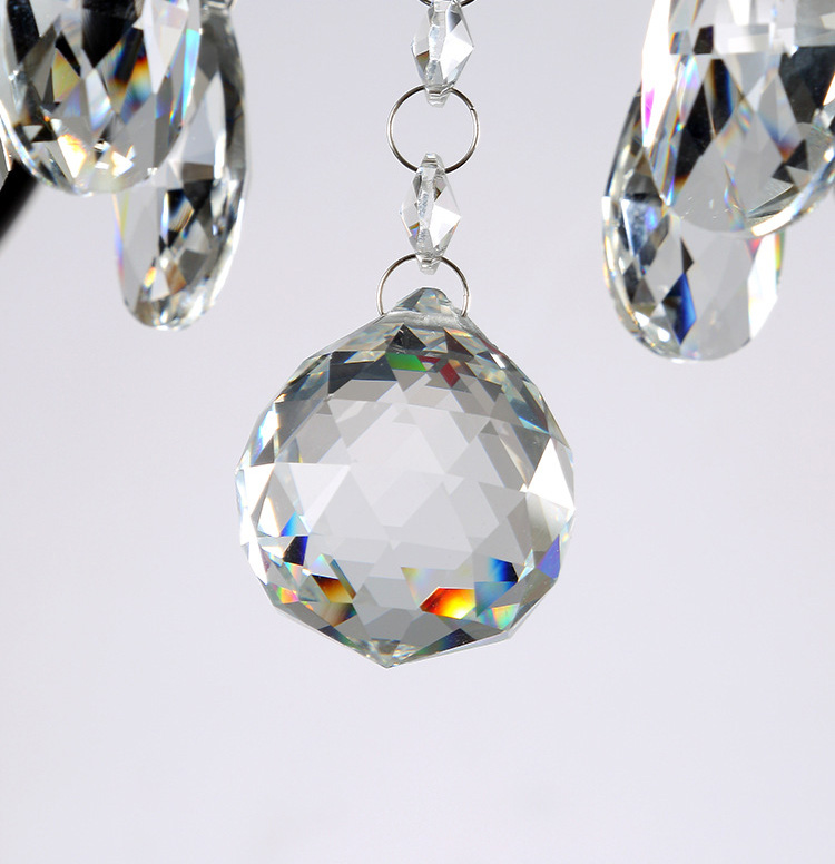 โคมไฟระย้าเหล็กดัดสีดำดวงไฟลายแท่งเทียนตกแต่งคริสตัลสไตล์อเมริกันโมเดิร์น [XD1176]