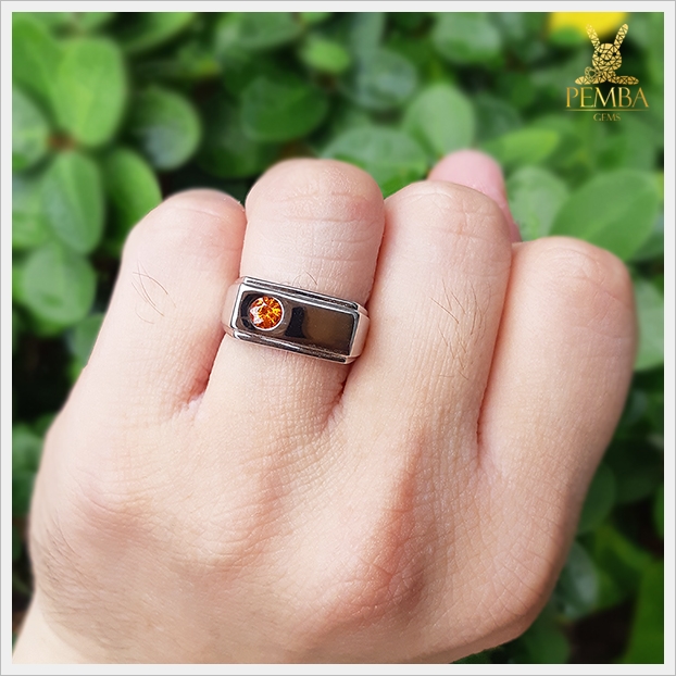 แหวนสเปสซาร์ไทต์ โกเมนสีส้มเม็ดเดี่ยว จริงใจไม่เปลี่ยนแปลง แหวนพลอยแท้