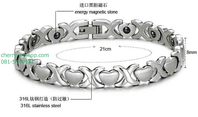 พร้อมส่งสร้อยข้อมือแม่เหล็กเพื่อสุขภา,พ สร้อยไทเทเนียมเจอรเมเนียม ,สร้อยประจุลบ รุ่นD