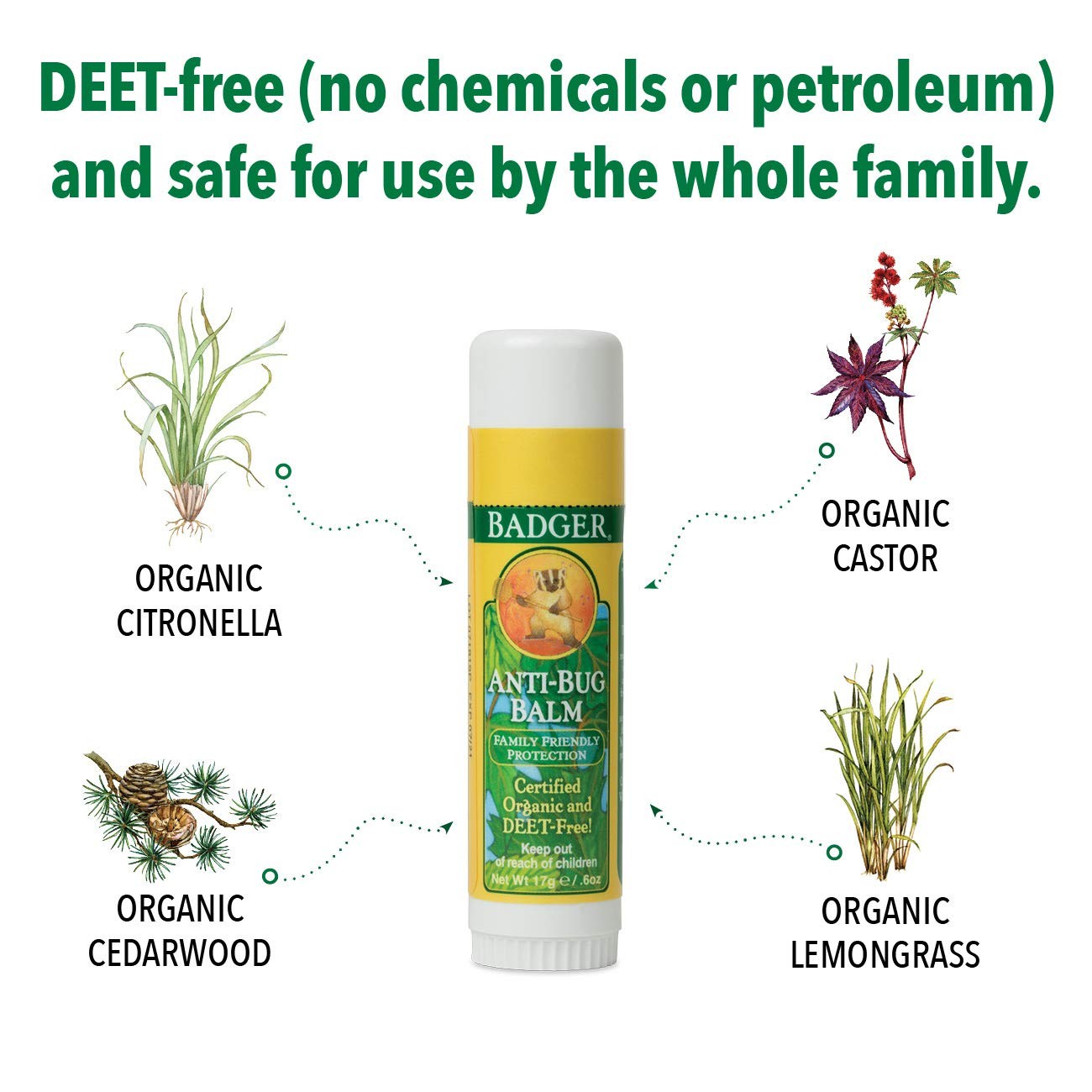 บาล์มกันยุงและไล่แมลงชนิดปลอดสารพิษ Badger Company Anti-Bug Balm