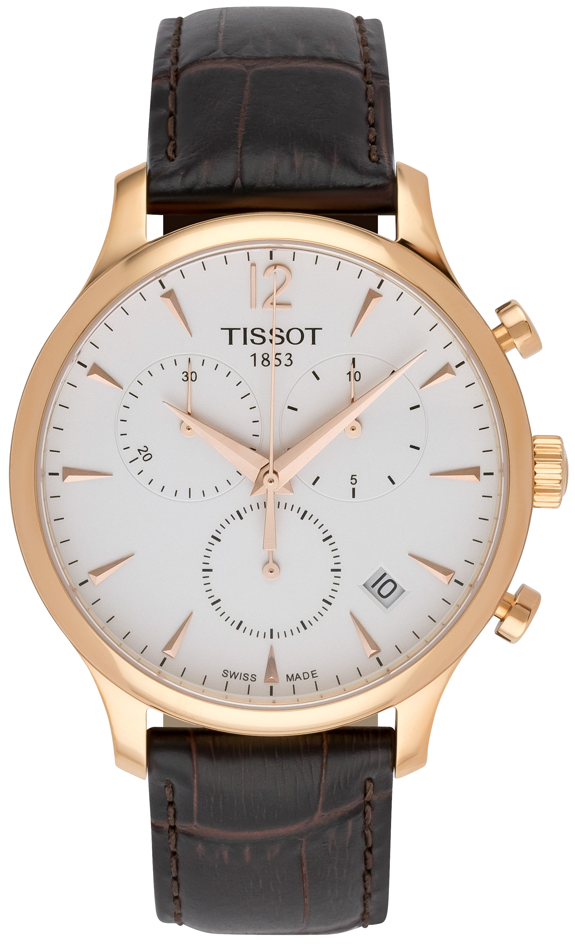 Tissot Men's T063.617.36.037.00 Brown Leather Swiss Quartz Watch with Beige Dial