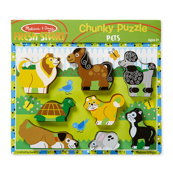 ชุดตัวต่อจัมโบ้รูปสัตว์เลี้ยง Melissa & Doug รุ่น Fresh Start Chunky Puzzly - Pets