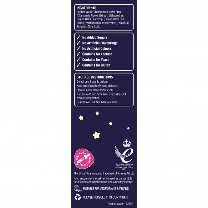 วิตามินเสริมการนอนหลับสำหรับเด็ก Natures Aid Mini Drops Bed Time