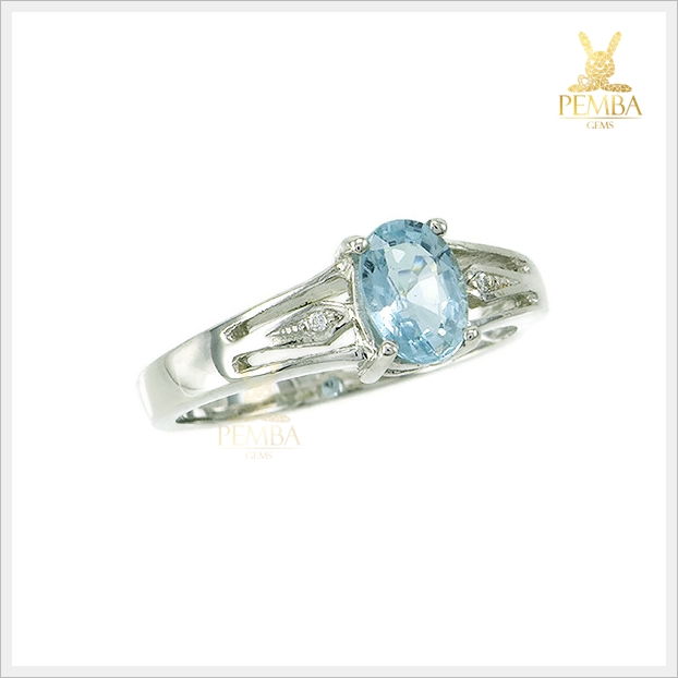 แหวนอะความารีนแท้ อัญมณีสีฟ้าใสน้ำทะเล ใส่ติดนิ้วเพิ่มเสน่ห์น่าหลงใหล