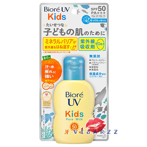 Biore UV Kids Pure Milk SPF50+ PA+++ 70mL กันแดดน้ำนมสูตรสำหรับเด็ก กันแดดรุ่นนี้เป็นเจลสูตรน้ำนมอ่อนโยน