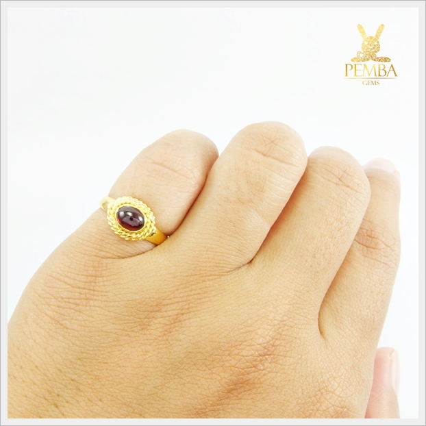 แหวนพลอยโกเมนแท้ ทองแท้90 เพิ่มความมั่นใจ(สามารถสั่งทำได้ค่ะ)