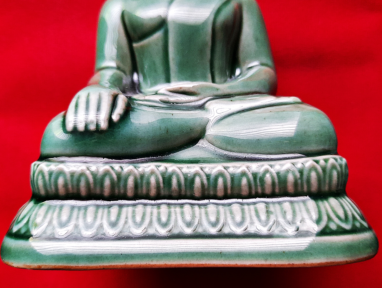 รูปหล่อ หลวงพ่อสำเร็จศักสิทธิ์ เนื้อกระเบื้อง สีเขียวเคลือบเงา(เขียวเหนียวทรัพย์) ใต้ฐานจารยันต์เต็มสูตร (หน้าตัก3นิ้ว) ปี2561 #รับประกันแท้