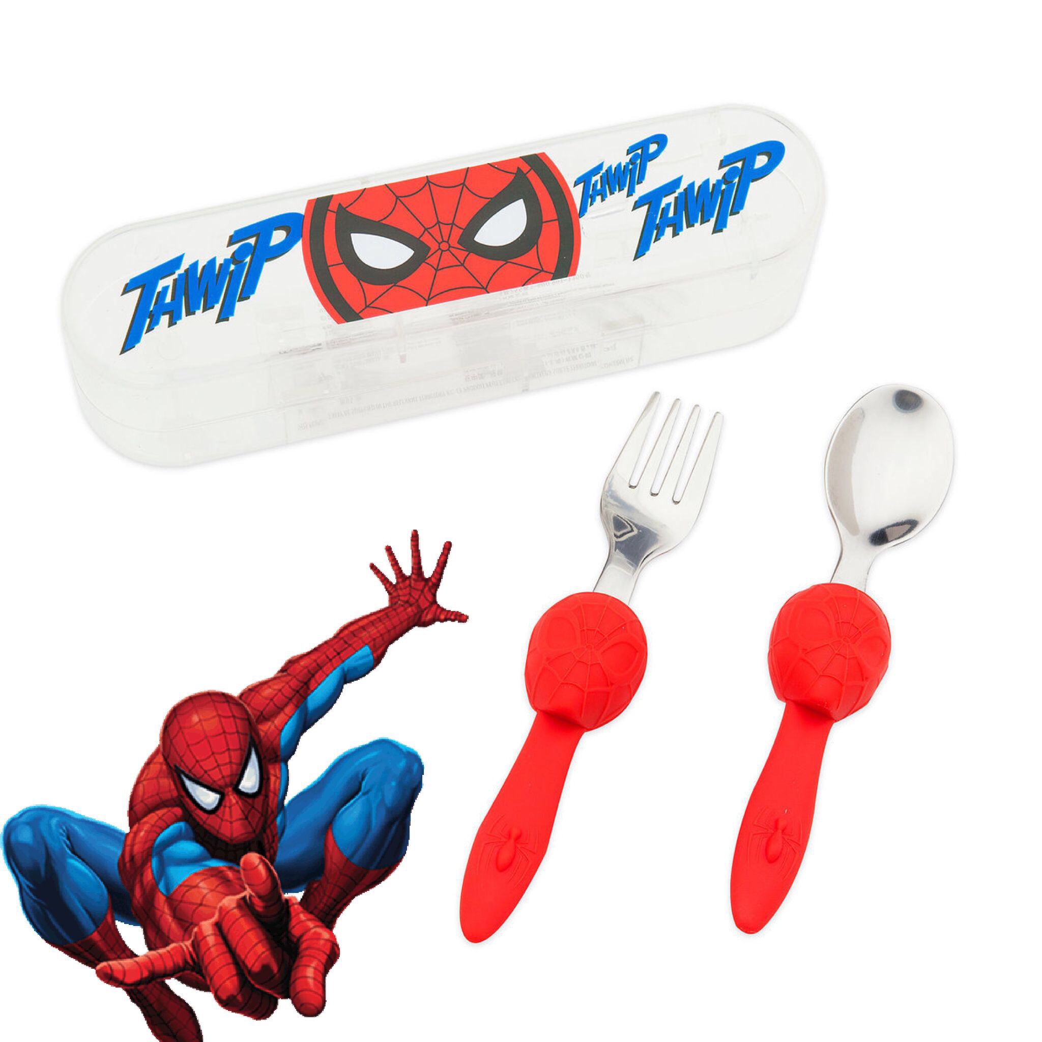 ชุดช้อนและส้อมพร้อมกล่องบรรจุสำหรับเด็ก Disney Spider-Man Eats Flatware Set for Kids