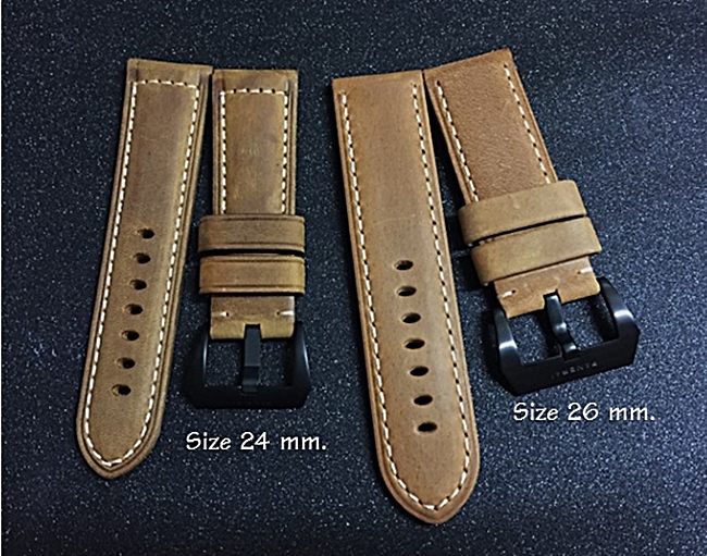 สายนาฬิกา Panerai แบบสายหนังแท้สีน้ำตาล Size 26 mm.